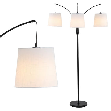 Sylva 72.5" Mid-Century Modern Head-Adjustable Iron LED Arc Floor Lamp - JONATHAN Y